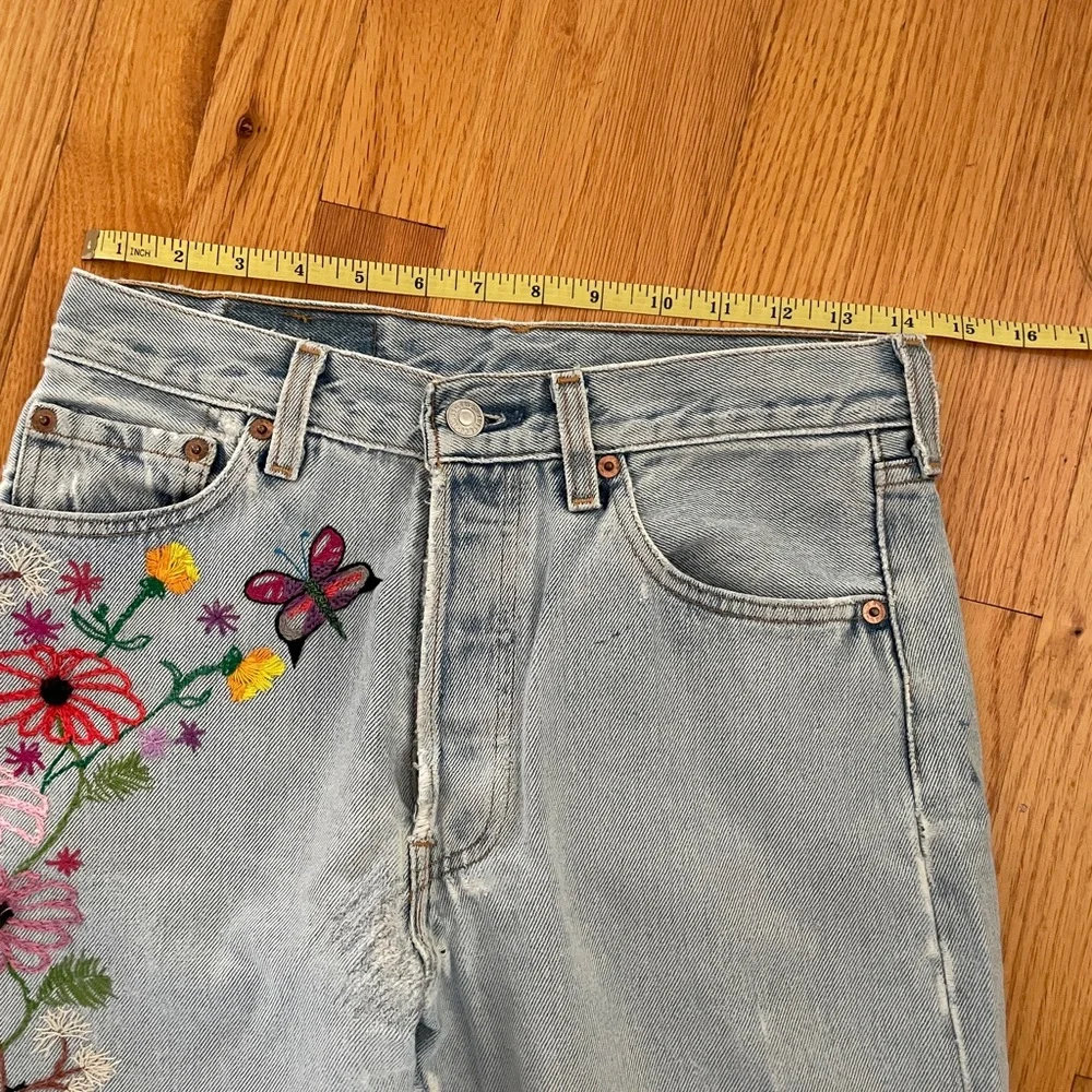 Rare Distressed custom embroidery vintage Levi 501 29x32 - Picture 2 of 13